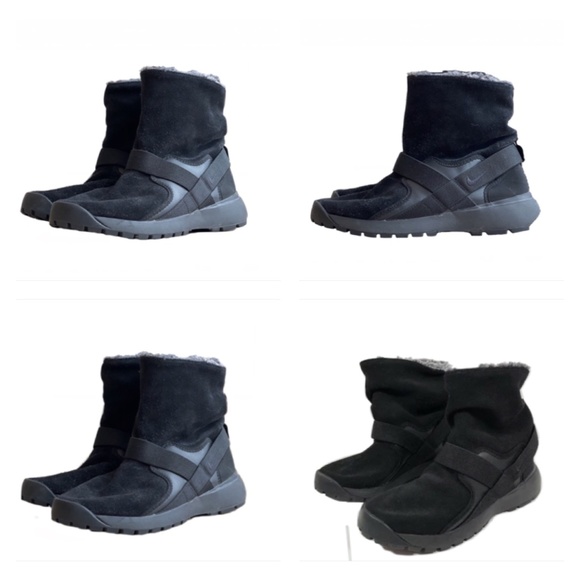 Nike Golkana Triple Black Suede Faux Fur Winter Boot / Bootie, Sz 7.5 - Picture 8 of 13